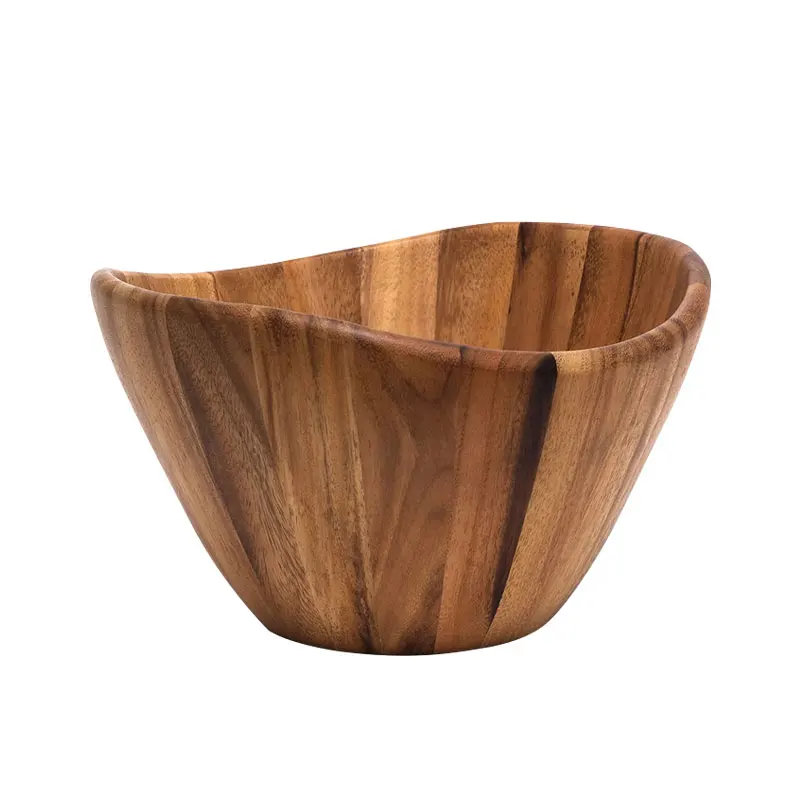 TAOTAOJU tableware custom acacia wood fruit bowl eco-friendly soup bowl Amazon hot sale large wooden salad bowl