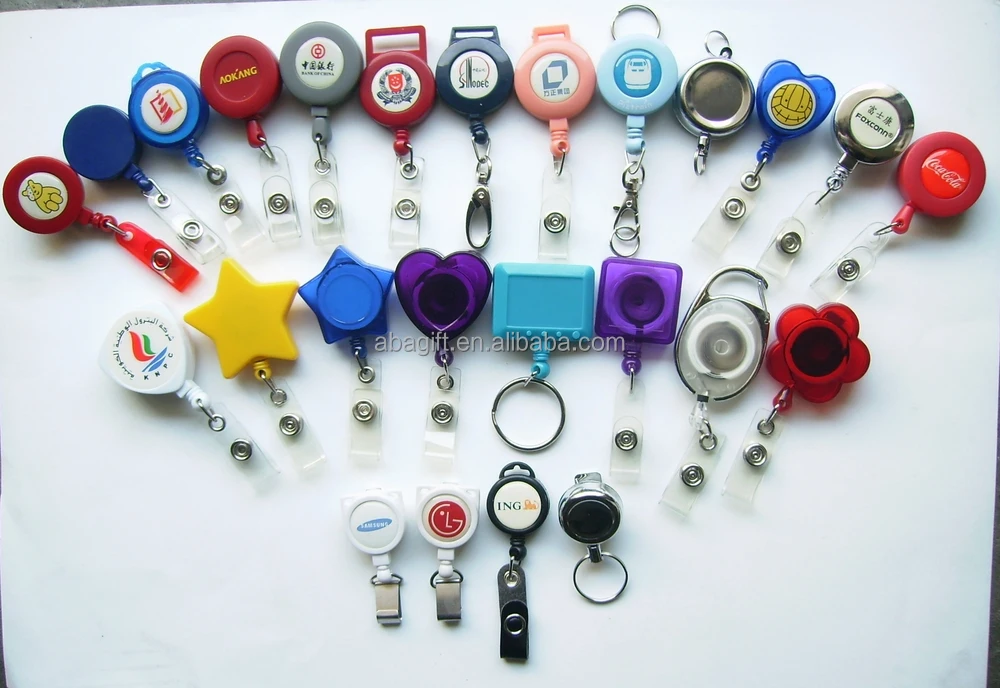 Retractable Holder Badge Reel plastic epoxy logo Nursing Retractable Steel Cord Badge Reel