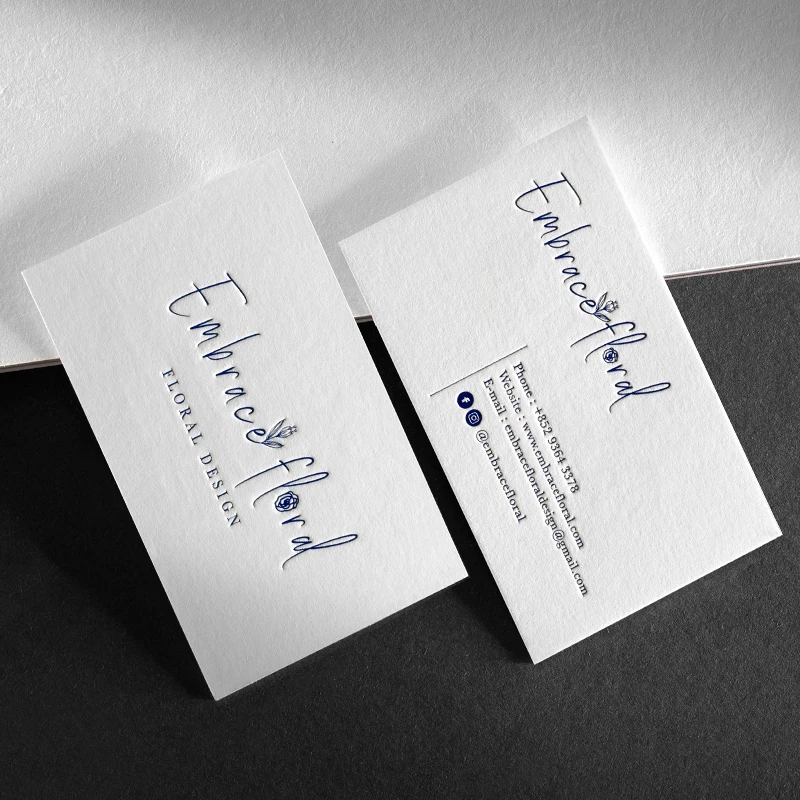 Wholesale 600gsm luxury personalizes Custom embossed Letterpress Printed Calling Cards for small business