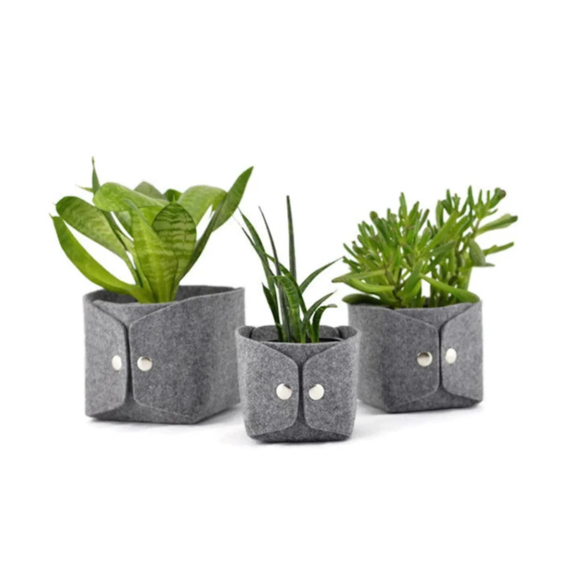 Small Succulent Planter Pot Felt Plant Container Gift for Mom Sister Aunt Best for Home Office Desk Decoration