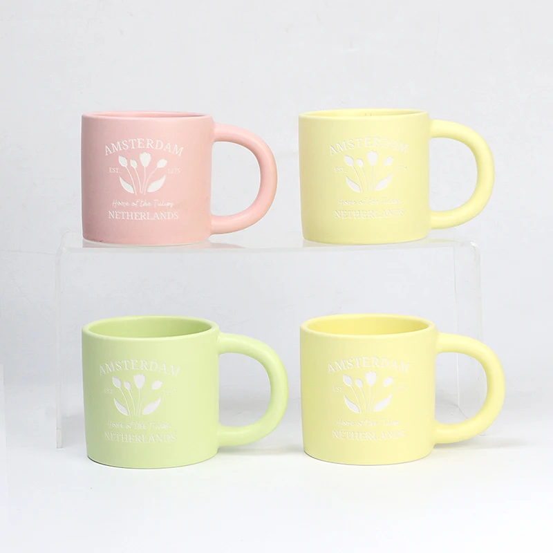 Creative retro simple tea cup Japanese style rough pottery handmade ceramic matte kiln cup set without handle