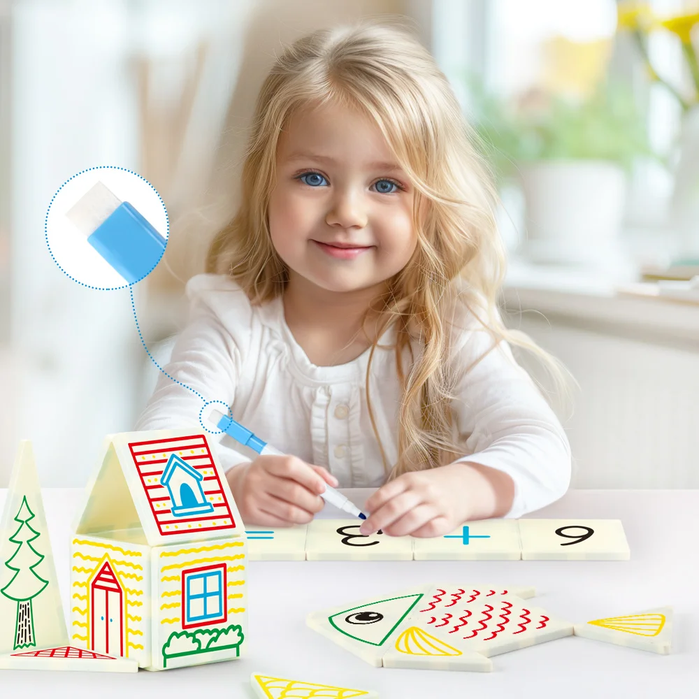 Toddler Kids Educational Toys 3D DIY Magnet Blocks Set Clear Magnetic Building Block Tiles For Children