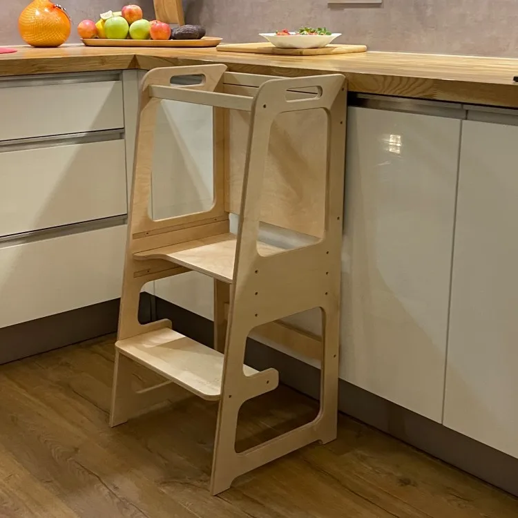 Wooden Adjustable Height Kitchen helper Tower learning tower