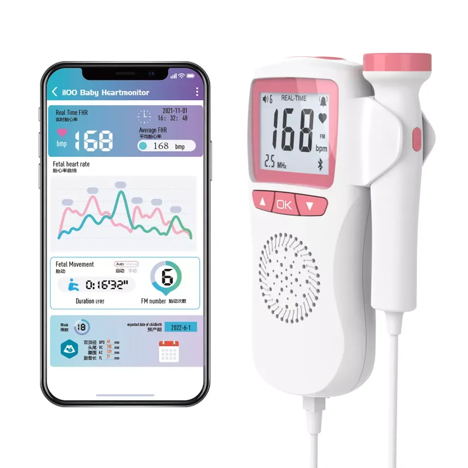OEM Fetal Doppler Medical Equipment Portable Mini Pregnant Woman Doppler Ultrasound Fetal Baby Heart Rate Monitor Machine