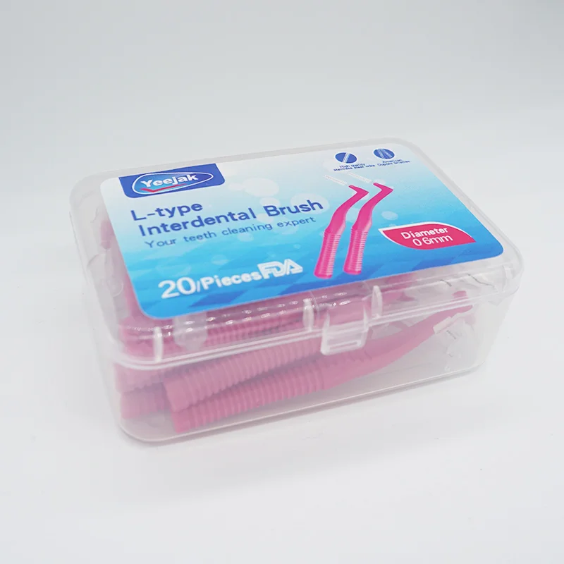 Factory Price Ortho Oral Cleaning Toothpick Care Oem  LShape Toothbrushes Angle Interdental Brush For Braces 160pcs 0.6mm