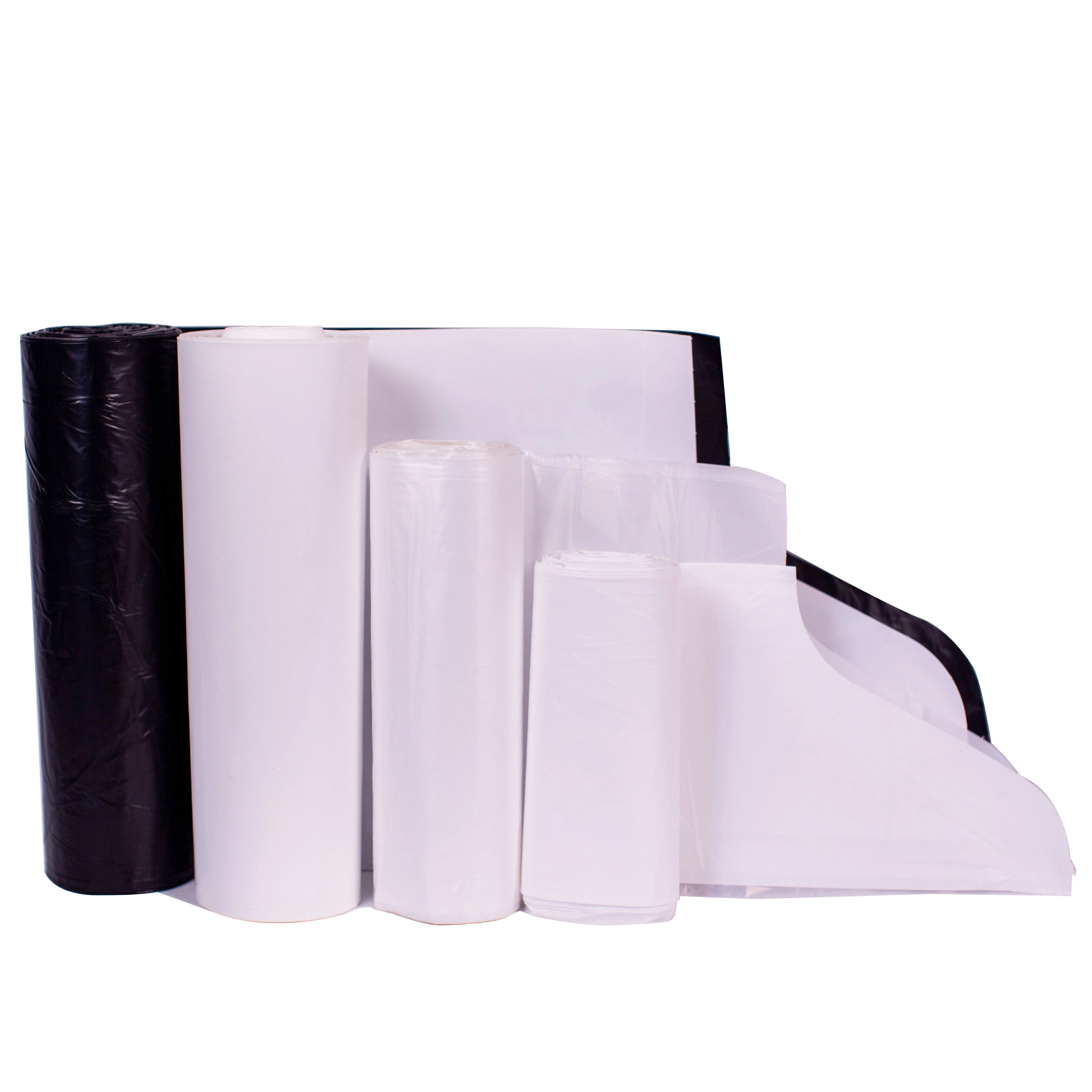 Wholesale White Black S Shape Plastic Garbage Bag Flap Swing-tie Trash Bag Custom Rubbish Bags Medium S-Shaped LDPE HDPE