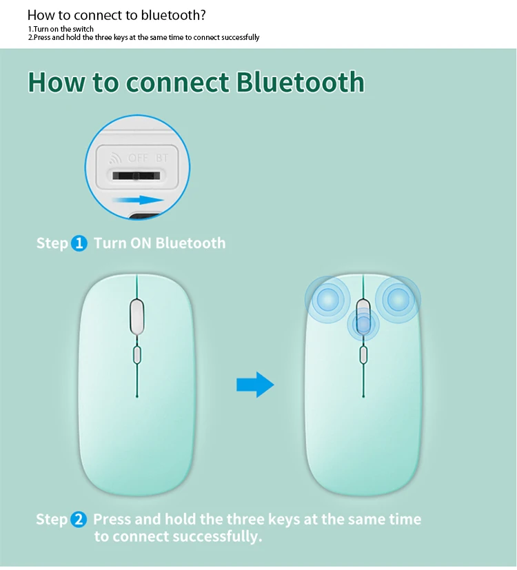 2021 Hot Selling colored BT 3.0  Ergonomic BT3.0  2.4Ghz Mouse Dual Mode Rechargeable Mouse