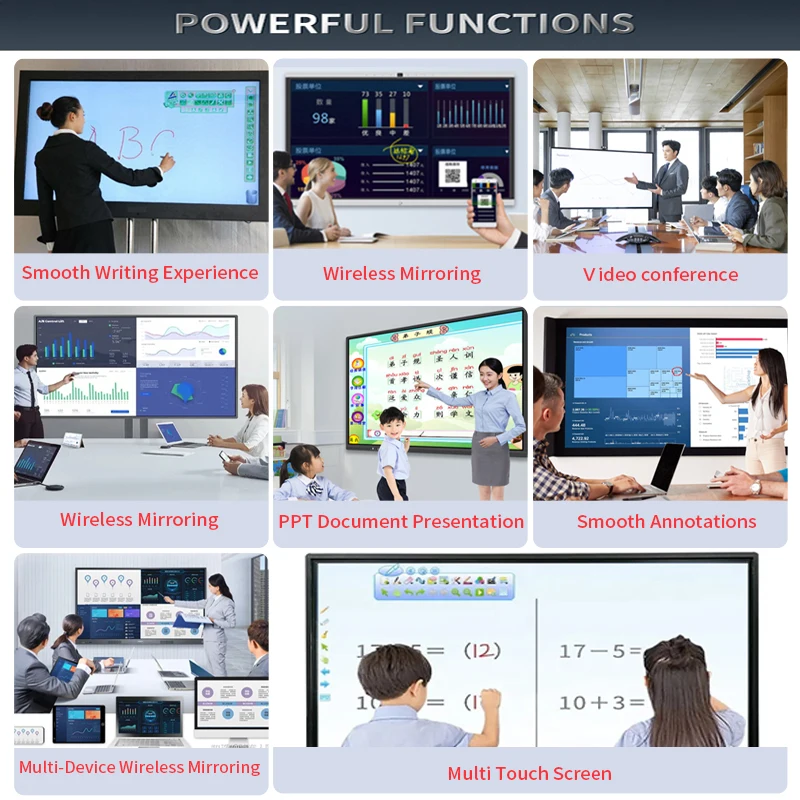 55/65/75/85/86/98/110 Inch Intelligent Smart Interactive Monitor Touch Screen Digital Whiteboard Kit for School Meeting