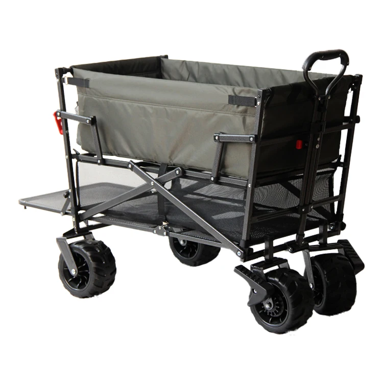 Heavy Duty Outdoor Folding Wagon Double Decker Portable Lightweight Utility Rolling All Terrain Folding Wagon Cart