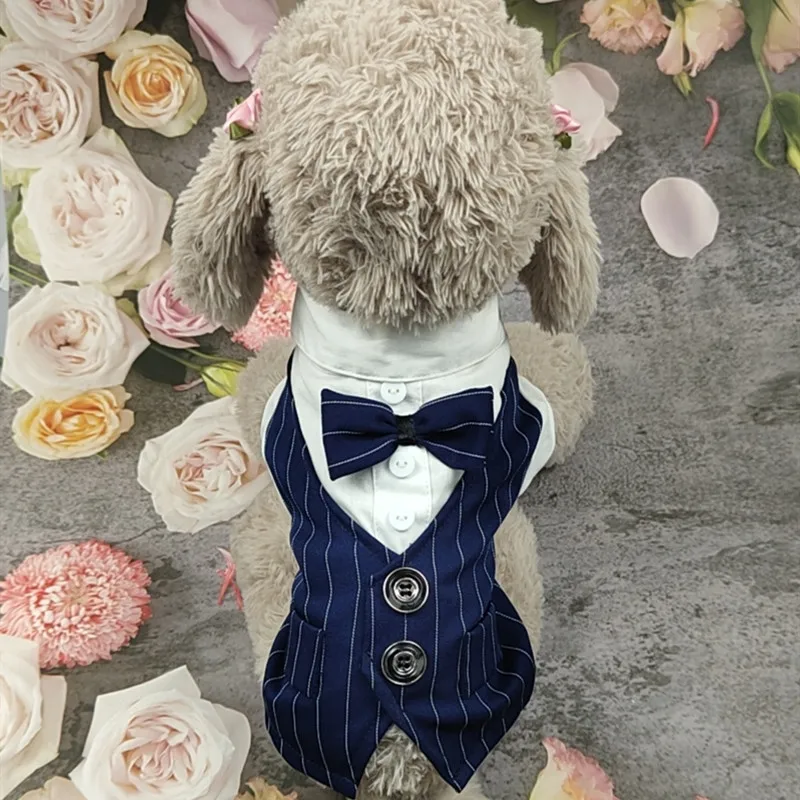 Wholesale cheap summer formal pet dog wedding clothes thin dog suit for small dogs cats in ceremony