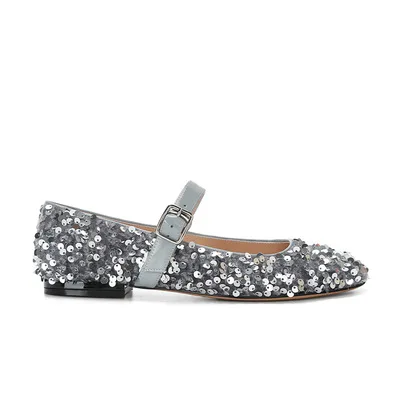 XINZI RAIN   Ladies Flat Shoes Round Toe Shallow Month Silver Glitter Sequin Women Mary Janes Flat Shoes