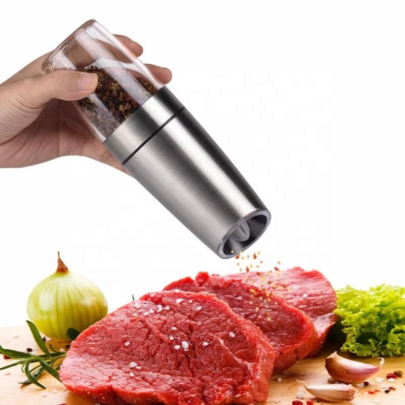 Hot Sales Amazon Gravity  Electronic Salt & Pepper Mill Spice Grinder with LED light  in stock
