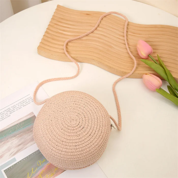 Round Straw Bag for Women bag with white daisies Crochet Macrame Beach Bags Direct From Indian Supplier