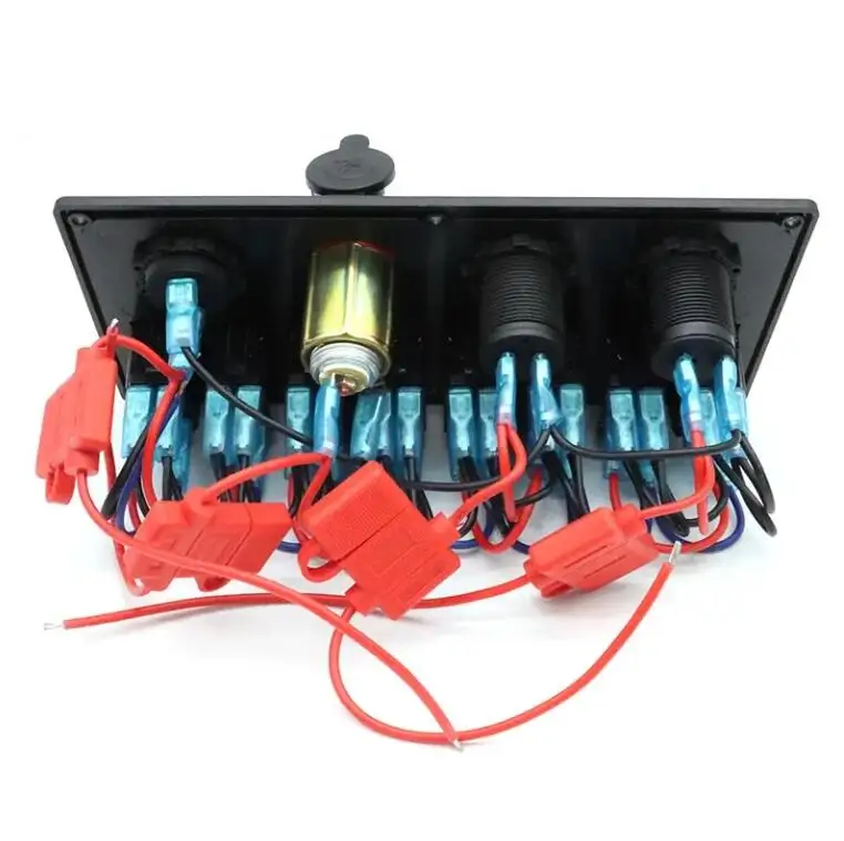 12V 8 Gang Marine Boat Switch Panel ON OFF 5 Pin Toggle Switches Panel with LED Circuit Breaker 3.1A USB Charger Voltmeter