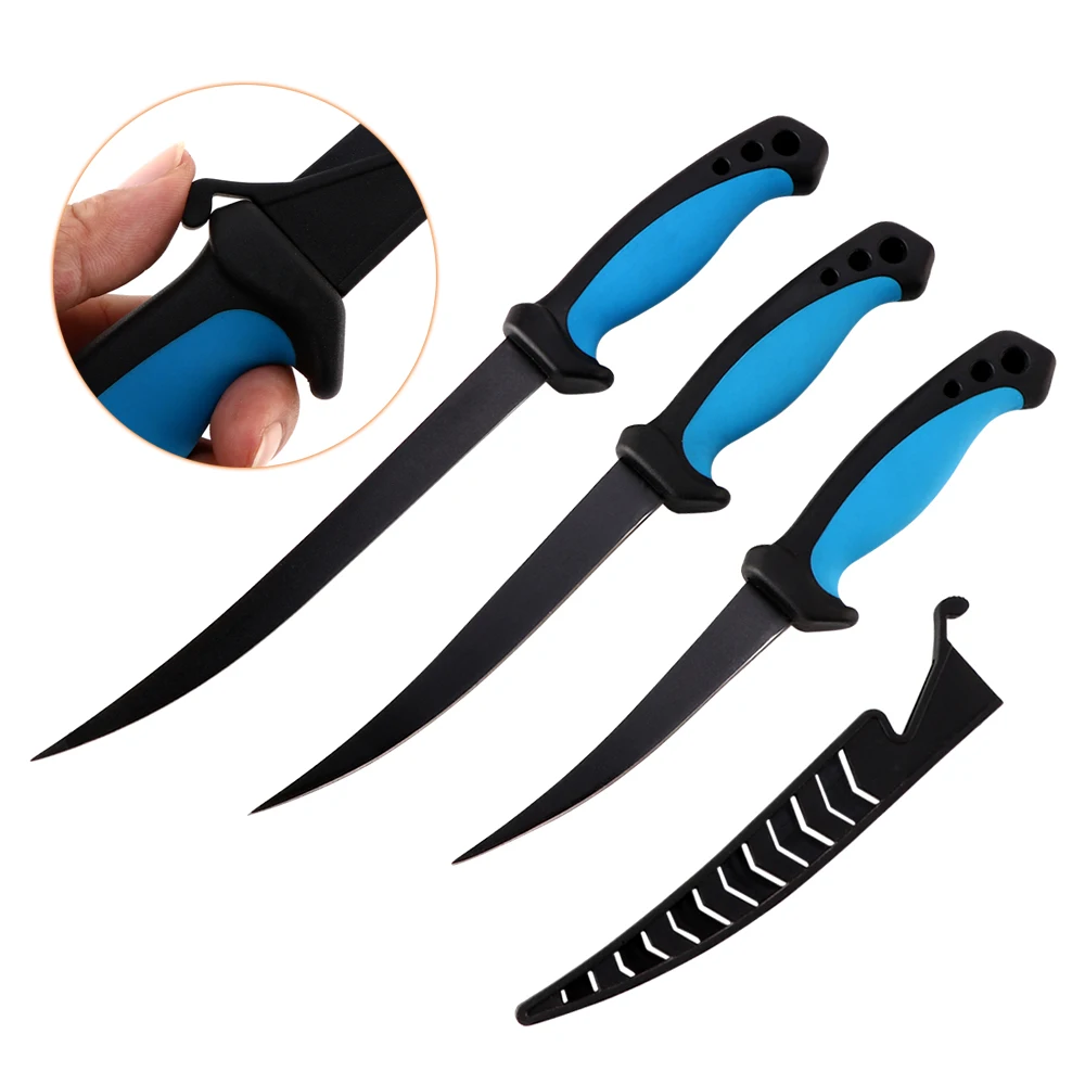 New non-stick surface coating fish fillet knives fish knife fishing knife set with scabbard