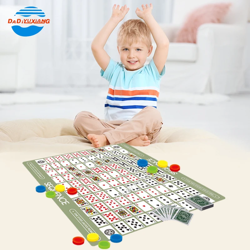 English Sequence Game Chess Multiplayer Party Board Game Poker Mat Carpet Board Game Interactive Toy