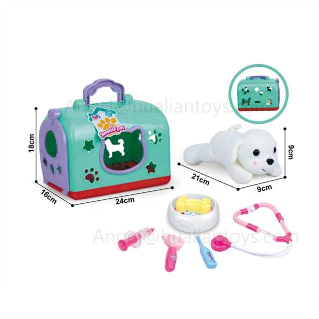 Vet Set for Kids with Toy Dog Carrier, Pretend Veterinarian Kit Pet Care Doctor Play set for Toddlers