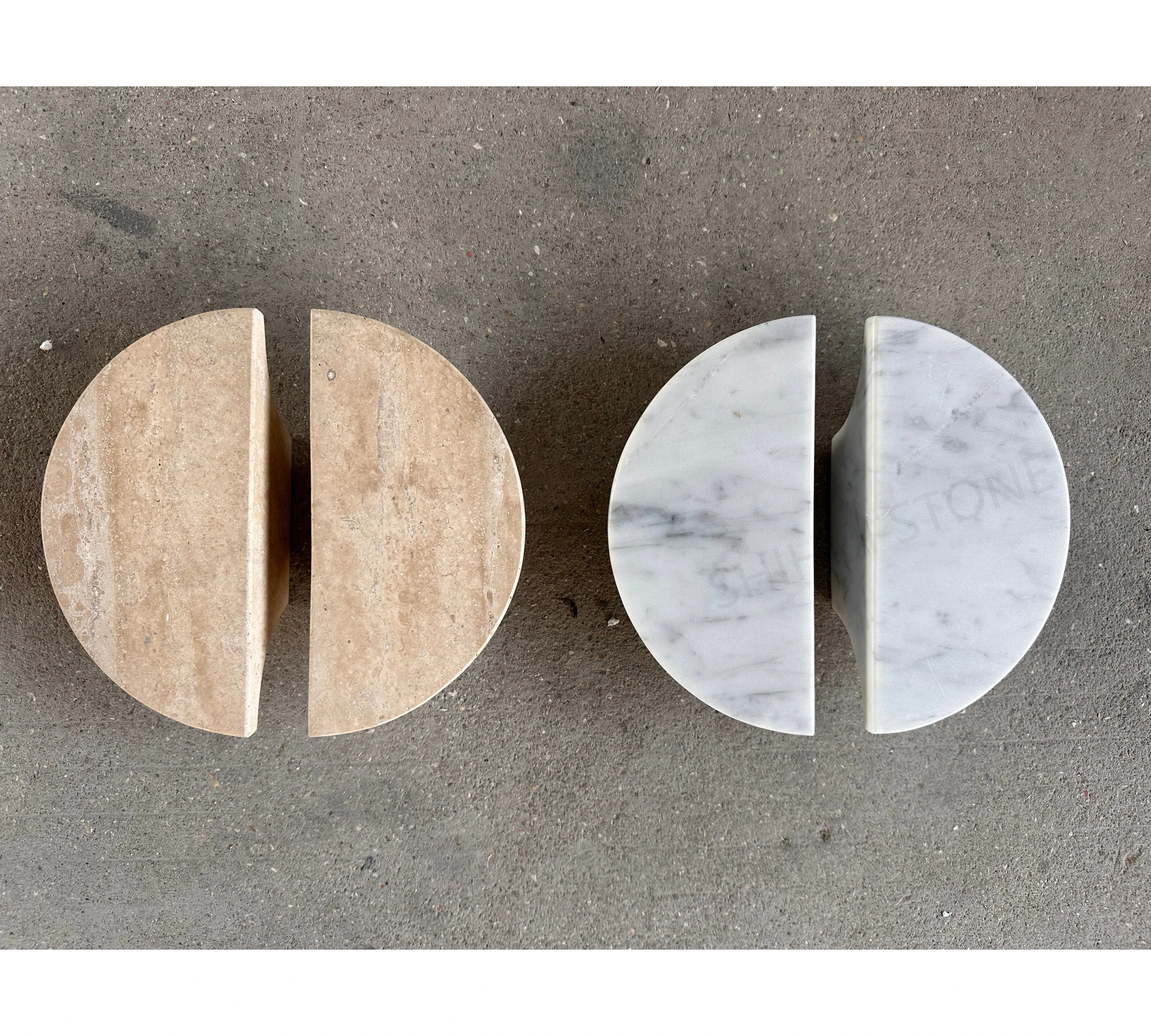 SHIHUI Customizable Modern Style Travertine Cabinet Handle Natural Stone Marble Knob Pull Bathroom Furniture Factory Designed