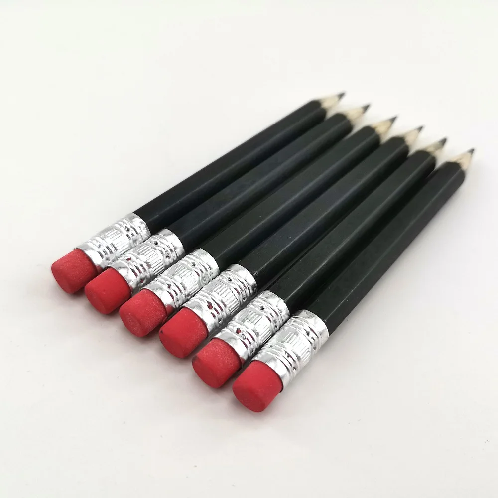 Custom Wooden 100mm Short Golf Pencil With Eraser For Board Game Pieces