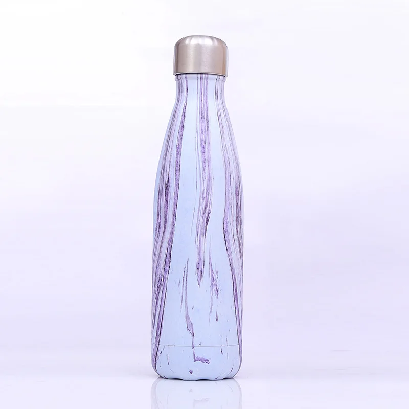 Stocked Double Wall Stainless Steel Drinking Bottle Wood Grain Vacuum Insulated Water Bottle