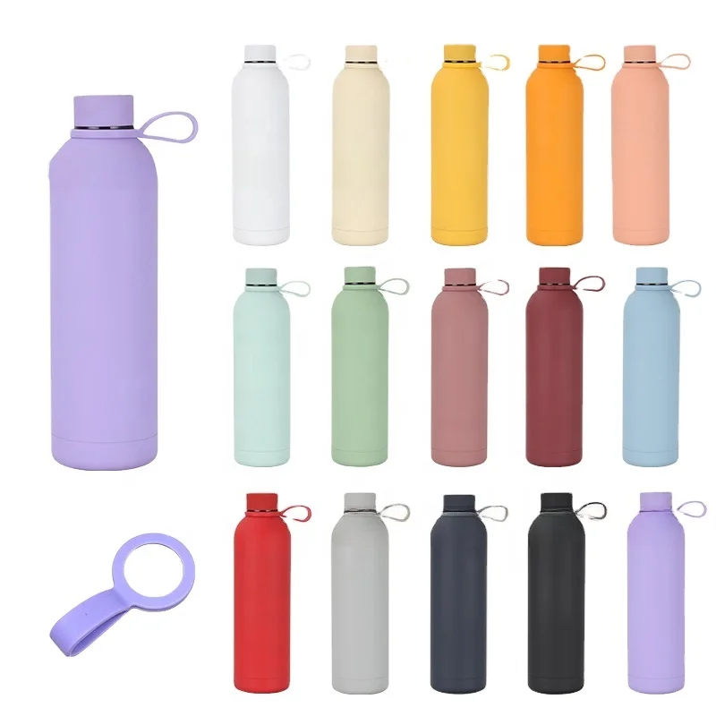 wholesale custom logo metal cute nice17oz double wall stainless steel insulated thermal sports gym rubber paint water bottle