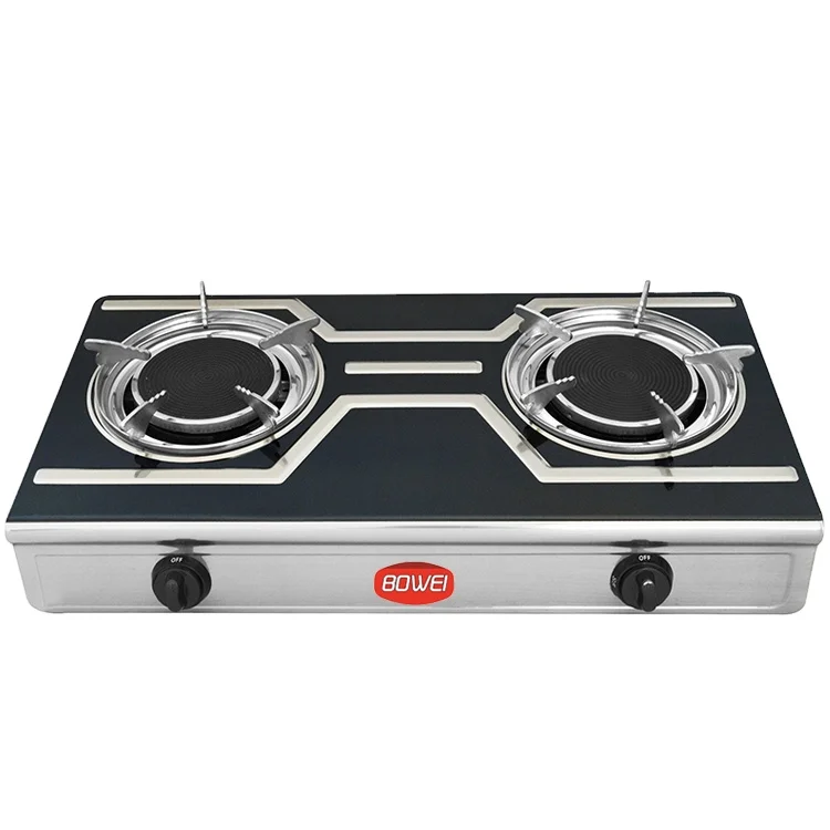 Made in china high quality cast iron infrared burner gas cooker blue flame double burner stainless steel gas stove