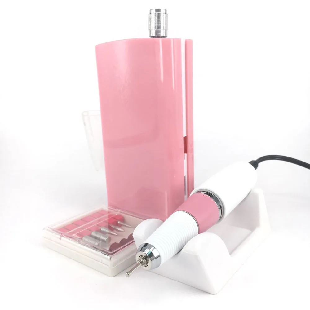 Mini Portable 30000 rpm pink Manicure Pedicure Rechargeable Electric Efile Nail Drill for Acrylic Nails