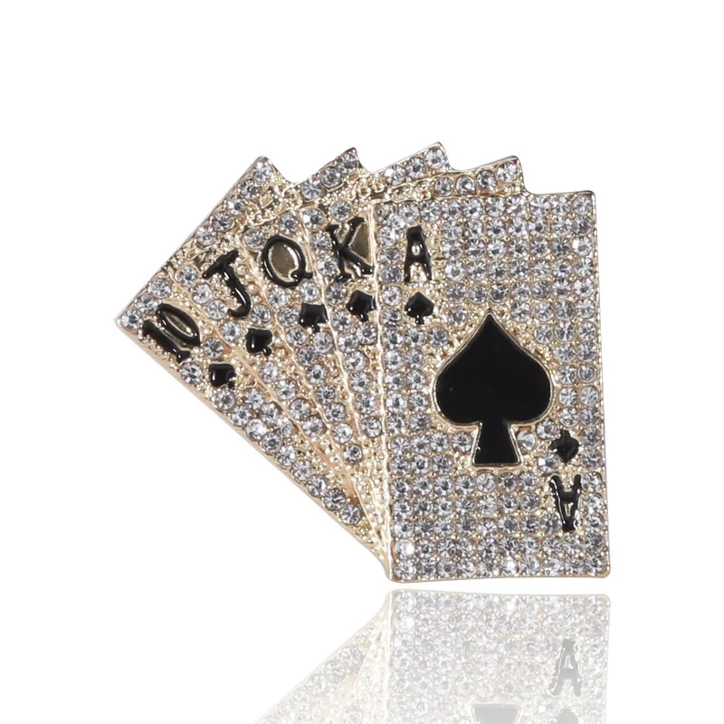 Новинка креативная популярная Большая Булавка для безопасности ювелирные изделия с инкрустированными бриллиантами игральными картами дизайнерская брошь из сплава мужчин