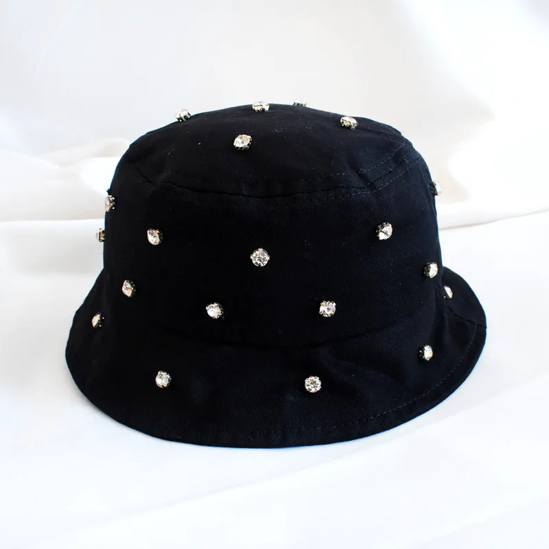 Amazon Bestsellers 2022 Trendy Hip Hop Style Bucket Hat Kids Visor Hat with Custom Logo with Rhinestones and Rivets