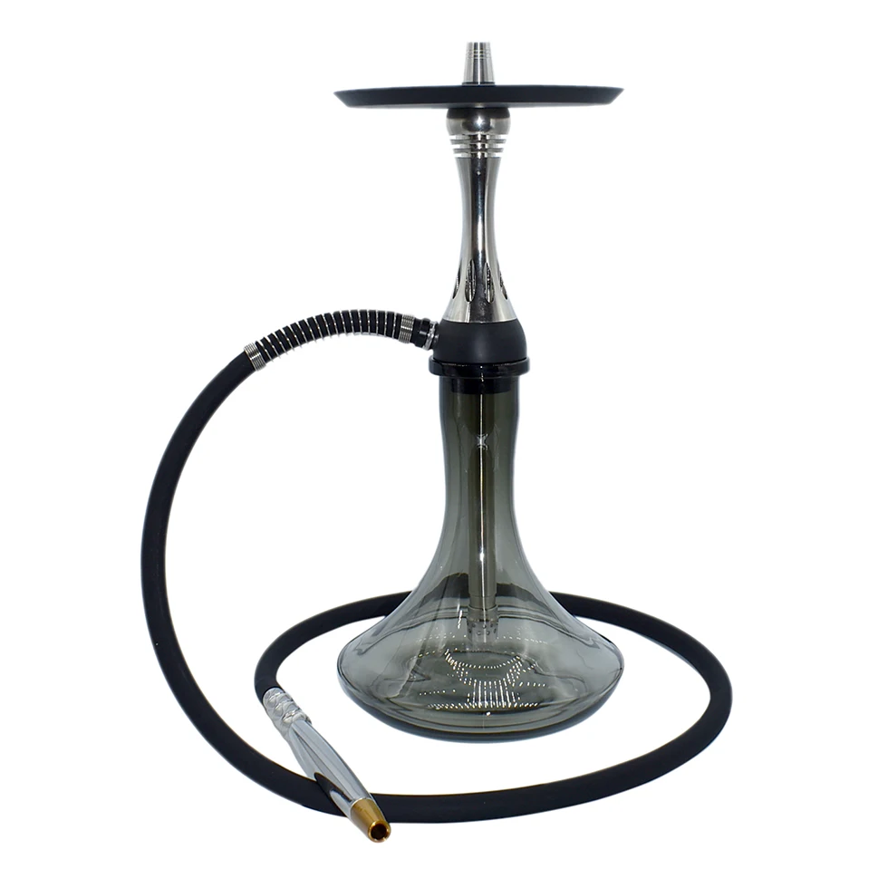 New design Wholesale aluminum alloy smoking luxury glass shisha hookah stainless steel Alpha hookah