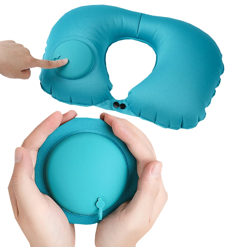 Wholesale Soft U Shape Inflatable Neck Head Pillow for Traveller Officer Short Rest Air Inflated Airplane Car Pillow