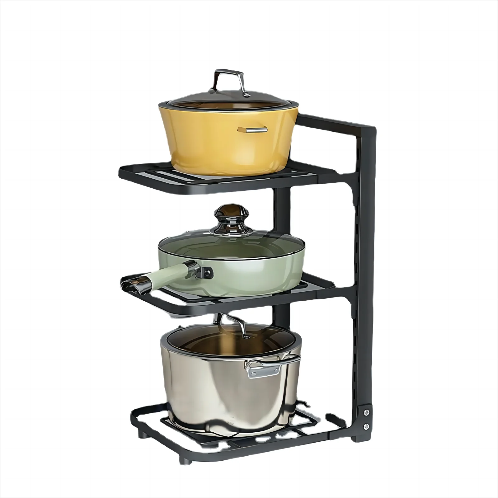 Carbon Steel Pot Holder Cooker Storage Shelf Multilayer Rack Adjustable Kitchen Storage Holder
