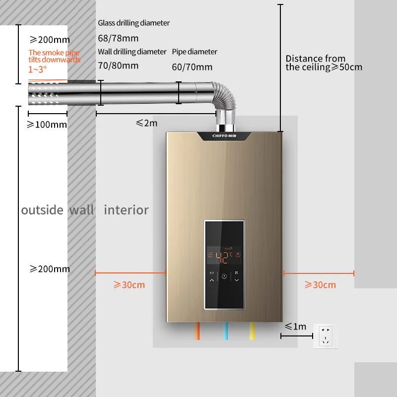 New Arrival Touch Control Wall-Mounted Gas  smart water heaters Instant Hot Shower for Kitchen & Bathroom for Household & Hotels