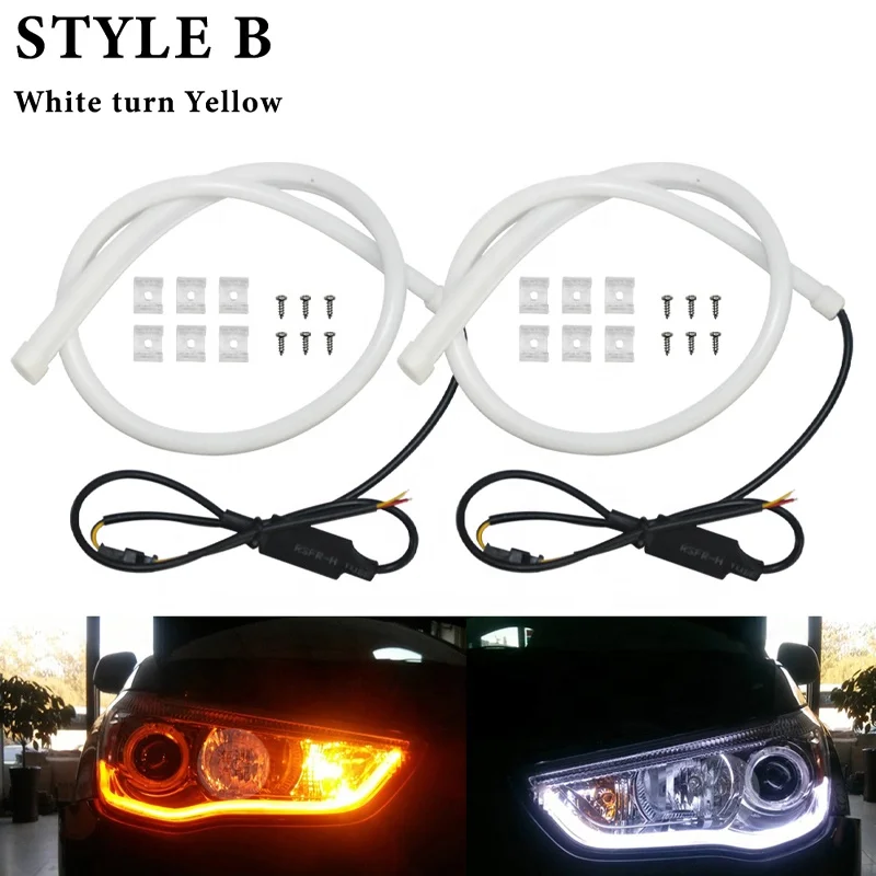 White turn Yellow strip Daytime Running Light Headlight Light Turn Single Light  30/45/60 cm