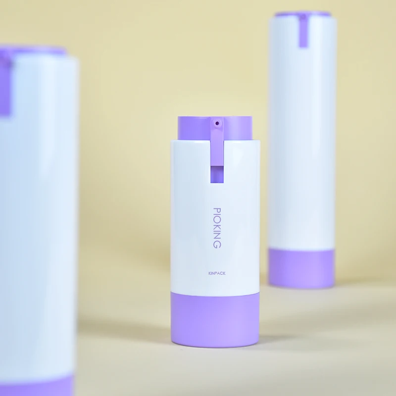 High Quality Eco-Friendly Custom Plastic Luxury Cosmetic Pump Lotion ABS Airless Bottle with Logo Printing and Seal