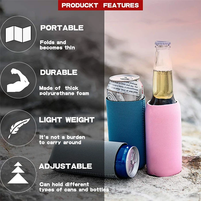 Custom Collapsible Neoprene Wedding Koozy Soda Cover Cooler Personalized Sublimation Can Sleeves Colorful Beer Cooler Koozys