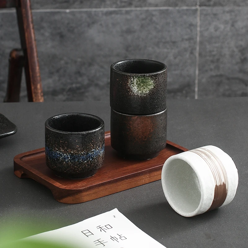 High Quality 200ML Japanese Restaurant Ceramic Tea Cup Vintage Engraved Reusable Personalized Hotel Use Cappuccino Coffee Mug