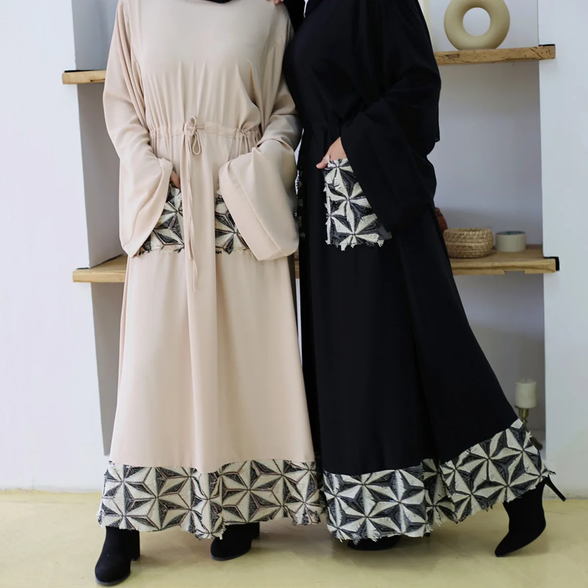 New High Quality Korea Nida Abaya For Women Nude Color Nida Dress Loose Sleeve Closed Abaya Kimono Islamic Dress Plain abaya