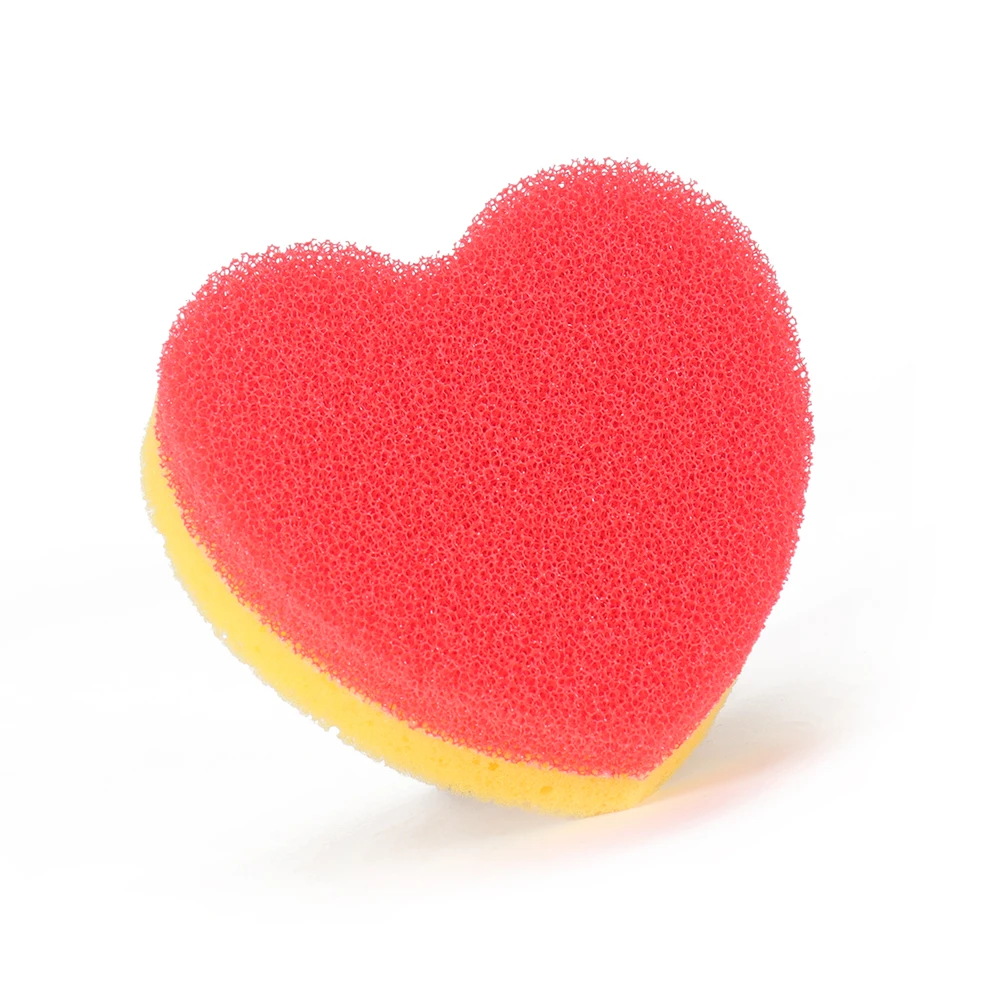 2-in-1 Material Heart-shaped Silicone Sponge Cleaning Pad, Used for Kitchen Cleaning