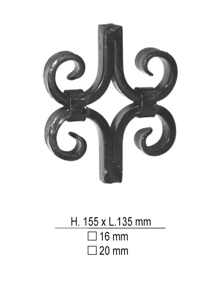 Китайская фабрика кованый железный декоративный свиток для ворот ограждений лестниц