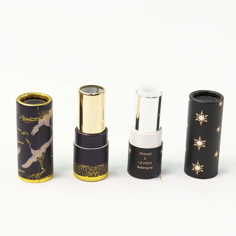 Wholesale Gold Glitter Lipstick Storage Tubes Box Small Packaging Gift Box Recycled Craft Tube Paper Lipstick Box