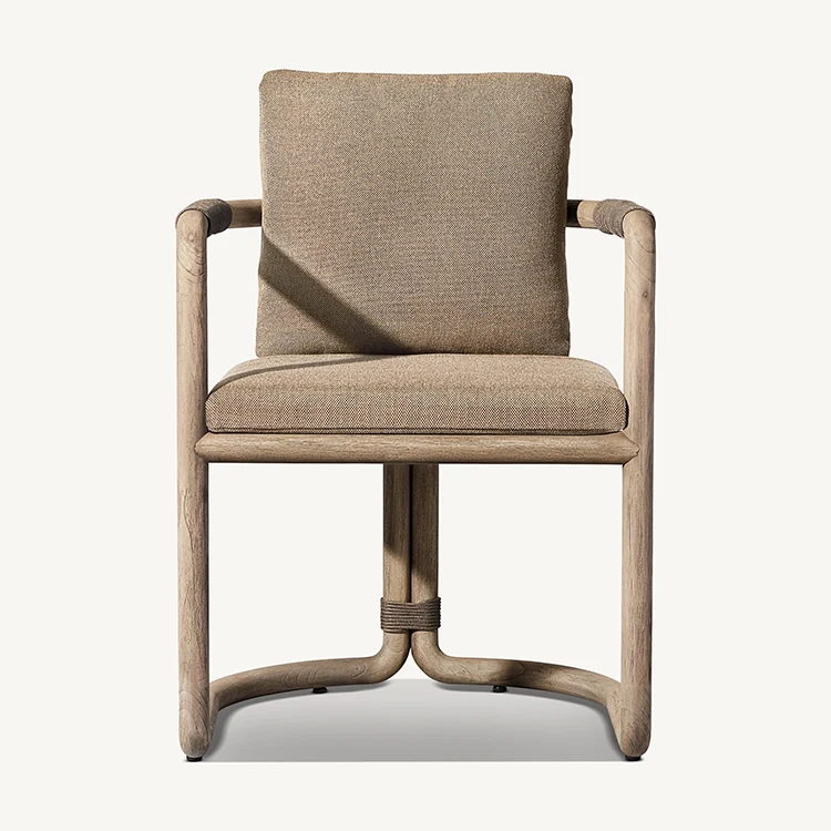 Outdoor Furniture Modern Terrace Leisure Dining Chair Armchair Patio Weathered Teak Furniture