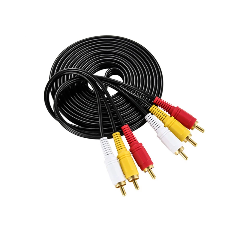 3 RCA Cable Audio Video Composite Male to Male DVD Cable (6 Feet)