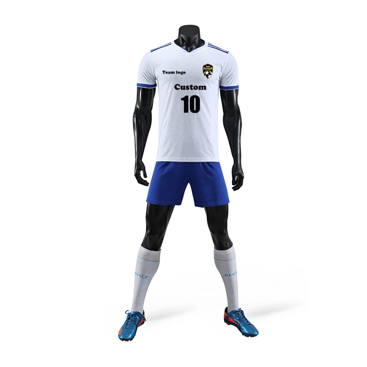 Wholesale Plus Large Size White Soccer Jersey Soccer Jersey Set with Good Quality