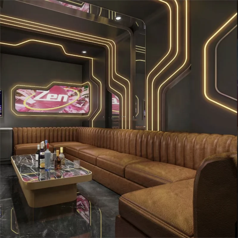 Custom corner sectional disco slim leather sofa striptease bar club sofas booth seats cocktail beer bar nightclub furniture set