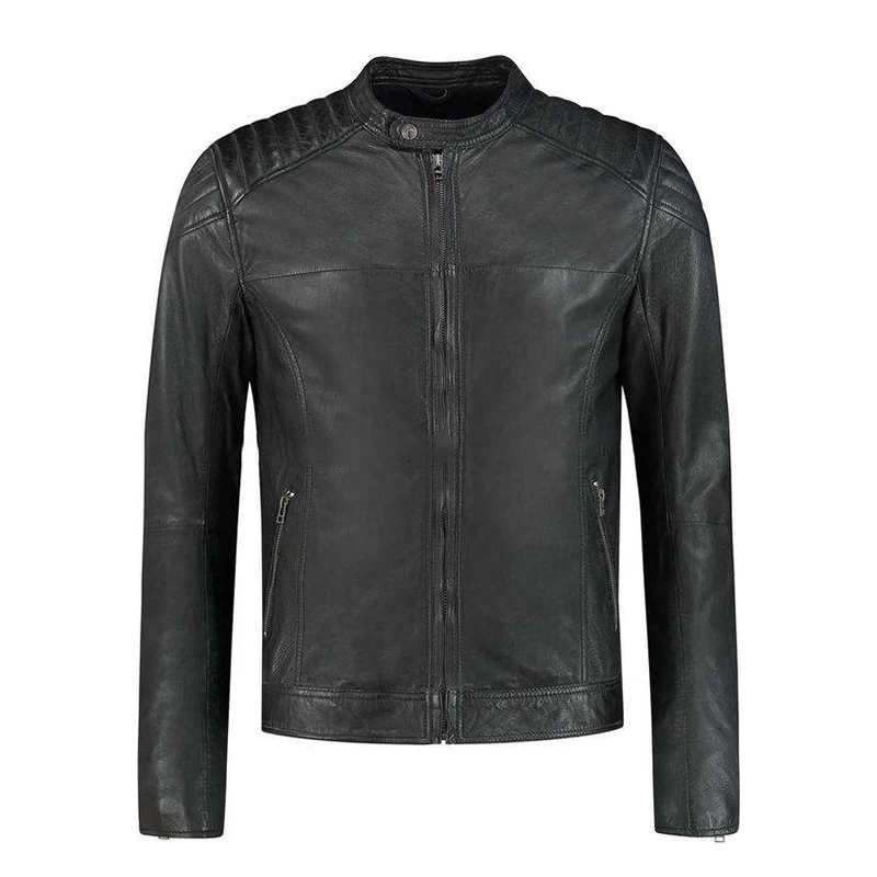 Wholesale Prices And Bulk Quantities Brown Quilted Angry Logo Embossed Waxed Genuine Cow For Men jacke veste leather jacket