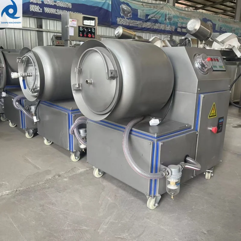 Full-automatic Beef Bloating Tenderizing Machine Pork Fish  Vacuum Tumbler With Cooling System