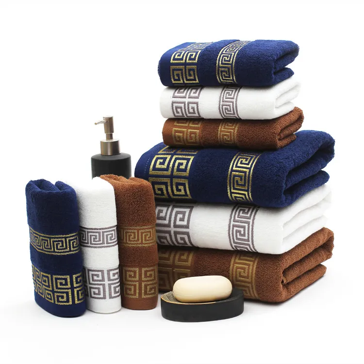 Three colors cotton bath towel set hand towel for hotel and home