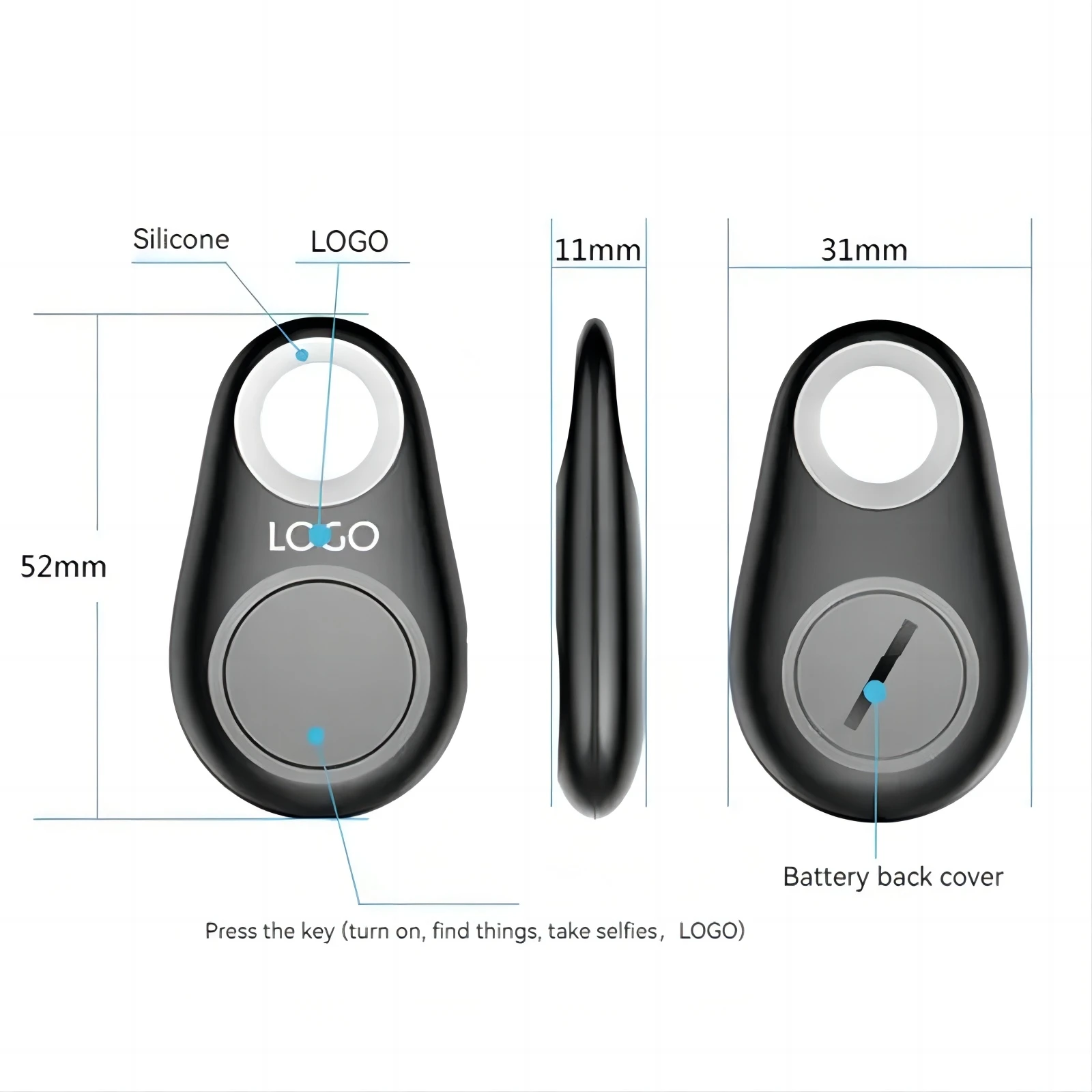 Pet Smart Mini GPS Tracker Waterproof Bluetooth Locator Tracer Pet Dogs/Cats Kids Car Key Collar Accessories Android Compatible