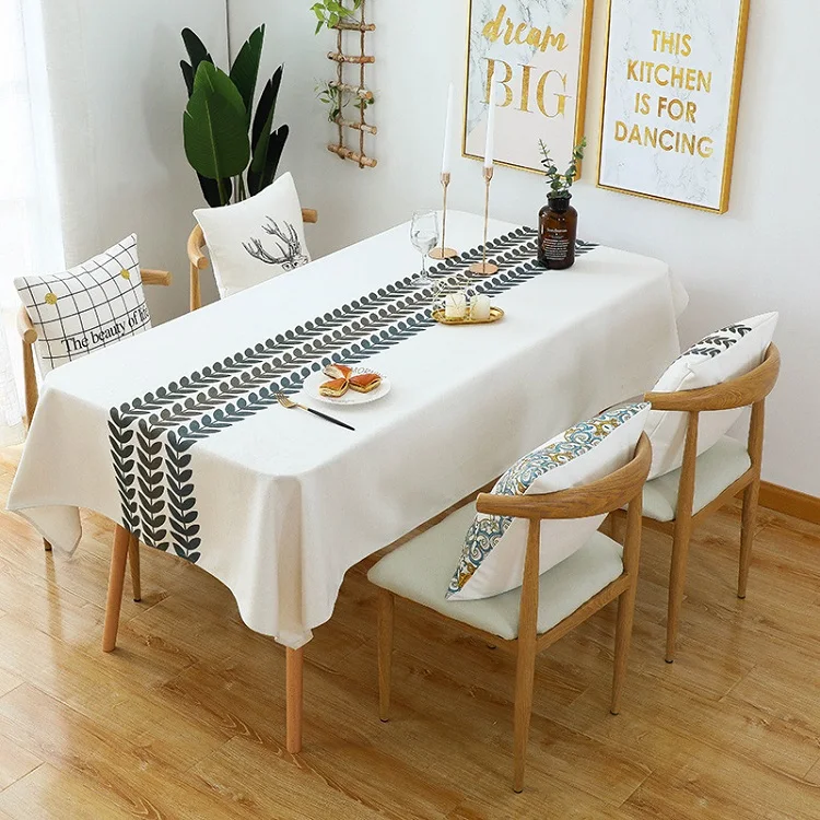 Waterproof Custom Design Rectangular Linen Cotton Table Cloth Polyester Tea Table Cloth